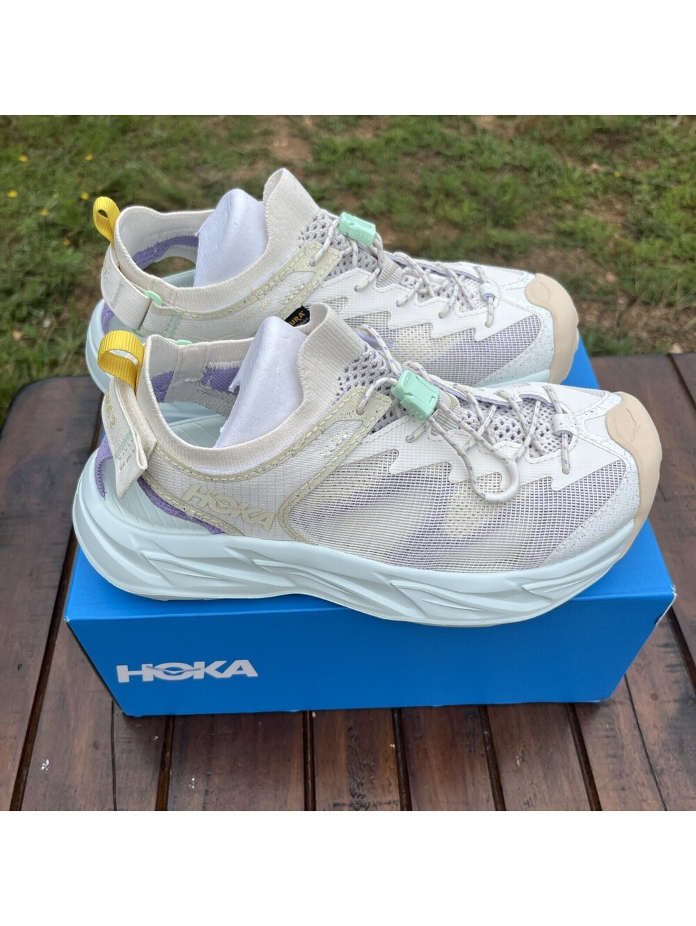 HOKA Women's Hopara 2 Hiking Sandals Size 8 B - Alabaster/Snow Melt $140 MSRP - Picture 4 of 8